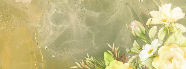 水彩玫瑰和黄金闪烁酒精墨水背景图片下载