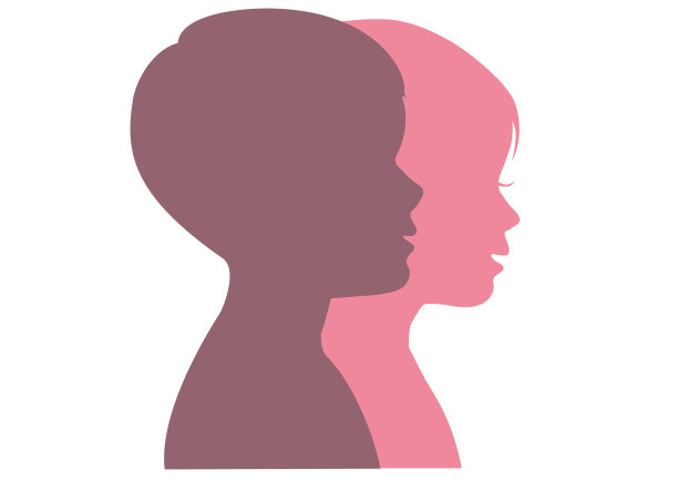 侧面剪影与孩子们排成一排图片下载