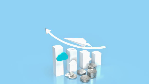 用于业务概念三维渲染的纸平面和图表图片下载