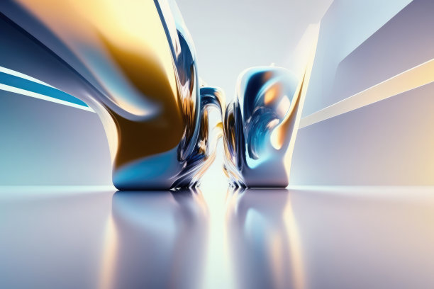 动态抽象曲线蓝白主题为企业理念，舞台产品展示图片下载