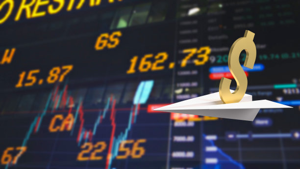 金元符号在纸飞机上的业务概念3d渲染图片下载