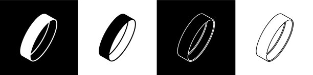 设置金戒指图标隔离在黑色和白色图片下载