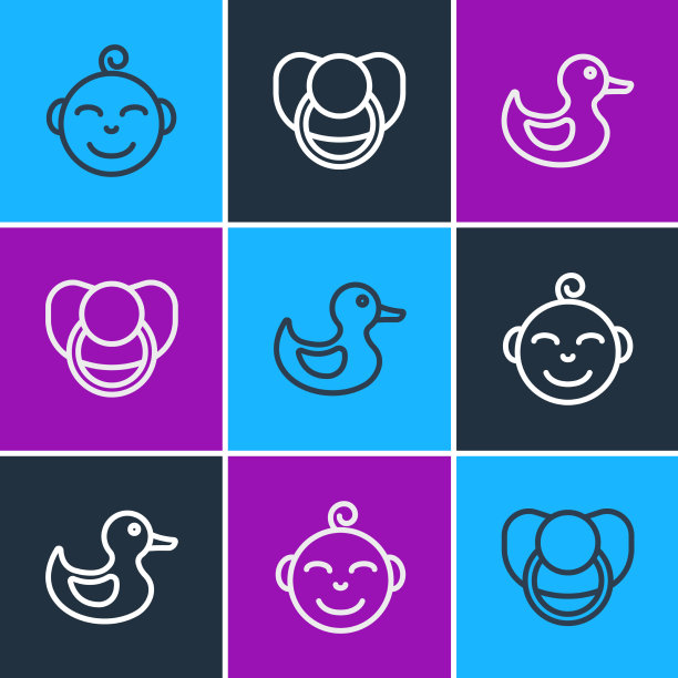 套线小男孩头橡皮鸭和宝宝图片下载