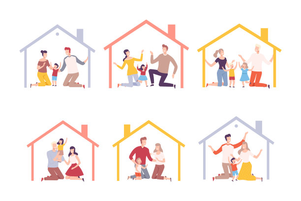 房子框架与父母和孩子在里面设置图片下载