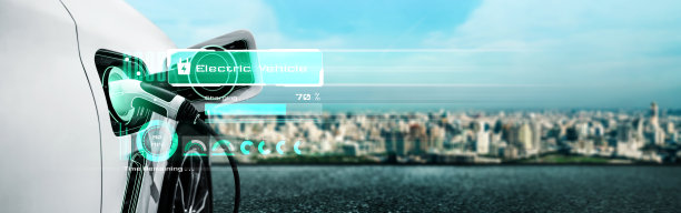 电动汽车充电站的概念是从可持续资源生产的替代绿色能源供应给充电站，以减少二氧化碳的排放。图片下载