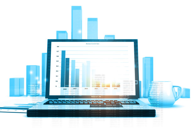 股票市场图表与笔记本电脑图片下载