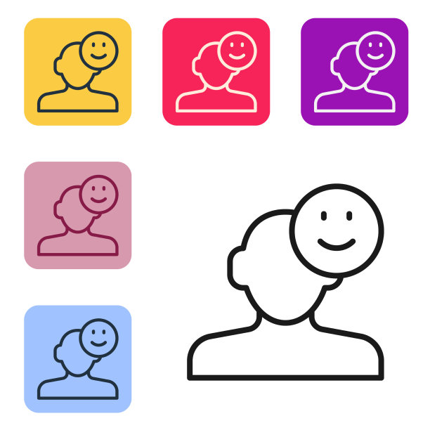 黑线好心情图标孤立在白色上图片下载