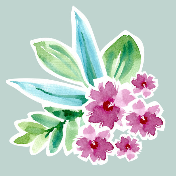 水彩花束，白色背景上的水彩插图。图片下载