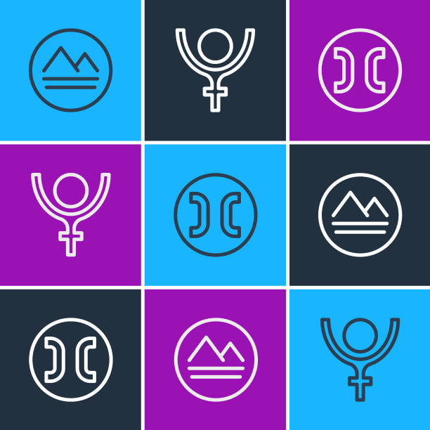 设线土元素双鱼座生肖符号图片下载