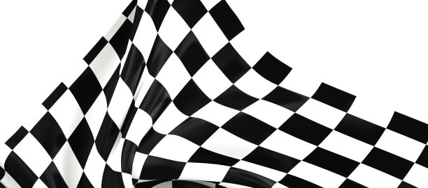 在白色背景上的完成比赛旗帜的三维插图图片下载