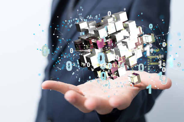 未来虚拟图的3D渲染与真实的人在背景图片下载