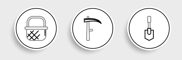 设置线铲购物篮和镰刀图标图片下载