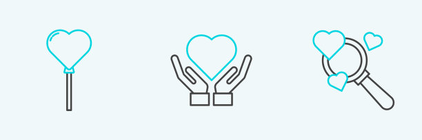 设置线搜索心形和爱情气球的形式图片下载