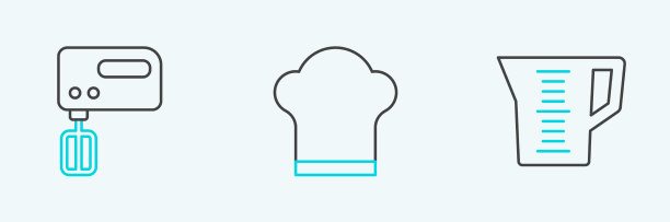 设置线量杯电动搅拌机和厨具图片下载