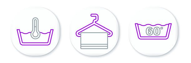 设定线温，清洗和毛巾放在衣架上图片下载