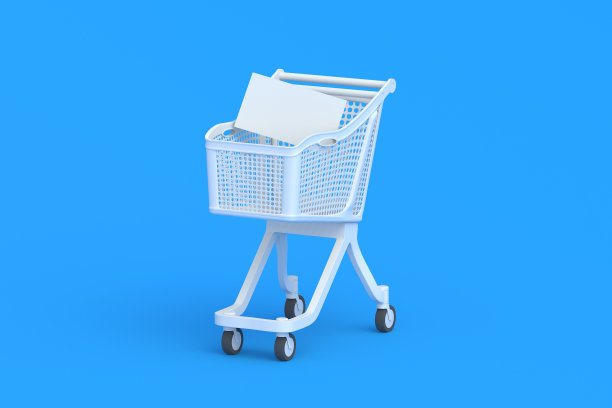 购物车上的空白名片。三维渲染图片下载
