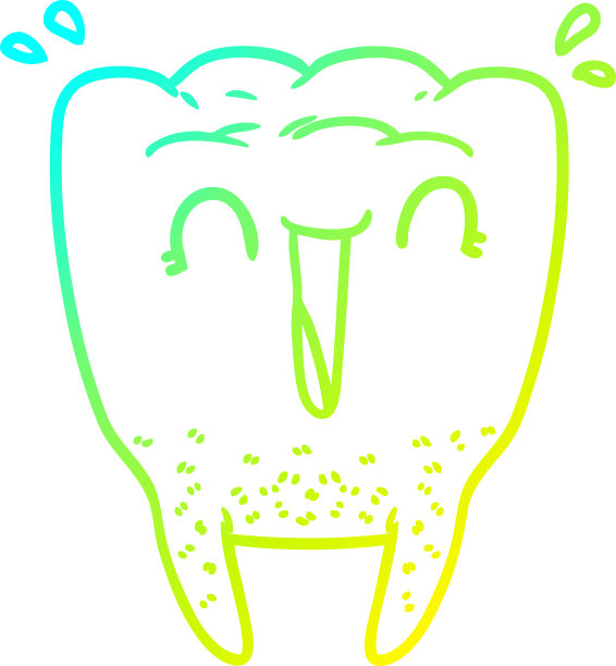 冷梯度线绘制卡通快乐的牙齿图片下载