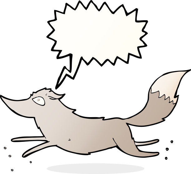 卡通狼带着语音泡泡奔跑图片下载