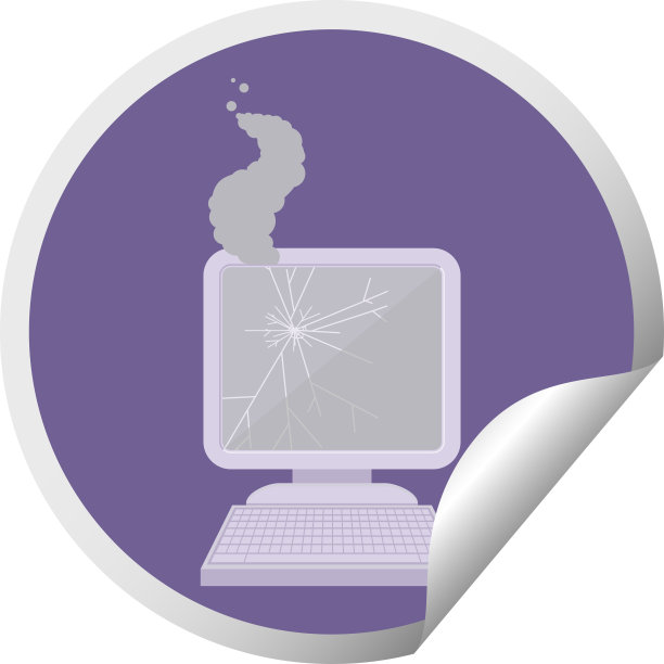 破碎的电脑图形矢量插图圆形贴纸图片下载