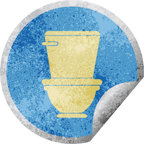 厕所圆形剥皮贴纸矢量插图图片下载