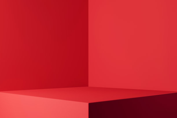 最小红色背景的圣诞情人节和中国新年。三维空间。背景，产品和文字的空间。3 d渲染。图片下载