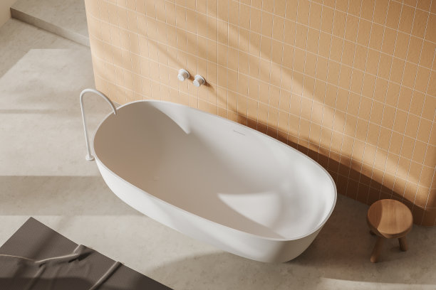 带浴缸的浴室采光顶视图图片下载