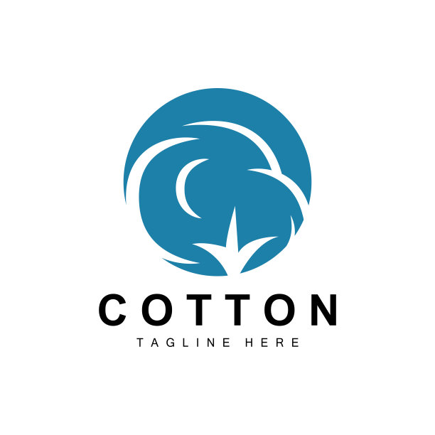 棉花标志，柔软的棉花花设计矢量天然有机植物服装材料和美容纺织品图片下载