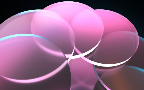 一个玻璃板在黑暗中闪闪发光的彩虹颜色的3D插图图片下载