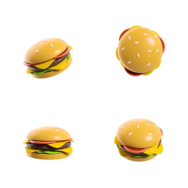 白色背景卡通汉堡图片下载