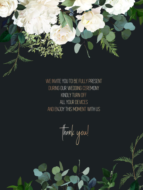 经典的白色牡丹，象牙玫瑰花，雪松枝，桉树，蕨类，salal，绿色植物矢量设计。图片下载