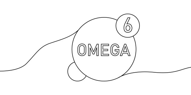 维生素欧米茄6连续划线图标。图片下载