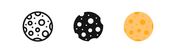 彗星图标。地球的象征。月球的迹象。小行星符号。星图标。黑色和黄色。矢量信号。图片下载