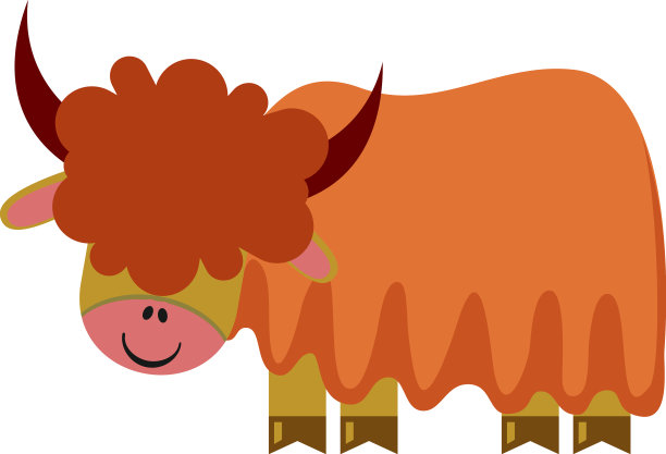牦牛图标野生野牛滑稽的卡通动物图片下载