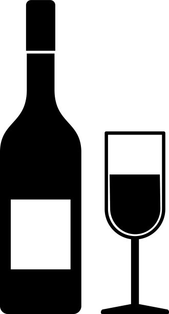 葡萄酒图标饮料杯和酒精饮料瓶图片下载