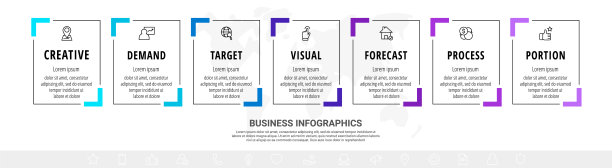 矢量最小线信息图与矩形和图标图片下载