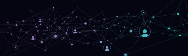 网络背景。点、线和人物图标的连接。矢量技术背景图片下载