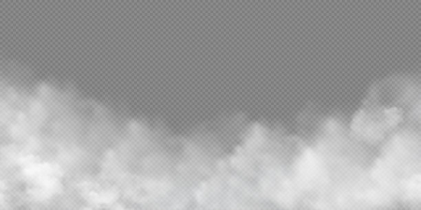 白色烟雾纹理隔离在透明背景上。蒸汽特效。现实矢量火烟或雾。股票免版税矢量插图。图片下载