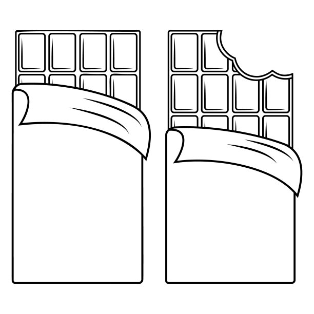 巧克力棒包装，黑色轮廓，矢量插图在涂鸦风格图片下载
