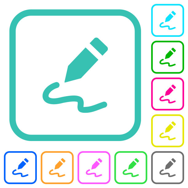 签名生动的彩色平面图标图片下载