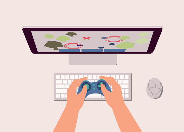 人的手与游戏控制器玩电子游戏。游戏。的球员。娱乐。图片下载