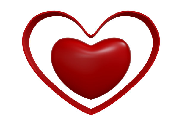 用白色背景的爱心装饰的情人节快乐。三维演示图片下载