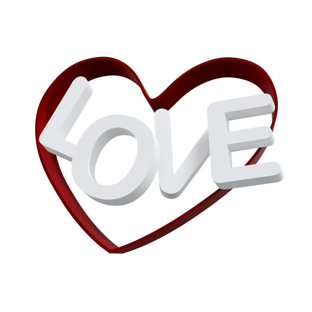 用白色背景的爱心装饰的情人节快乐。三维演示图片下载