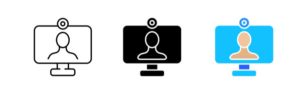 视频线路图标。网站，视频托管，流媒体服务，互联网，网络研讨会，电影，漫画，在线影院，导游，在线教育。矢量图标在直线，黑色和彩色风格的白色背景图片下载