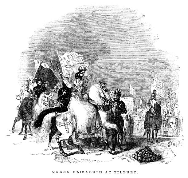 16世纪英国历史，女王伊丽莎白一世在英国蒂尔伯里集结军队图片下载