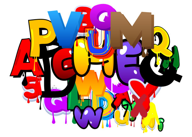 涂鸦背景壁纸与梯度几何抽象现代街头艺术形状。Eps10矢量装饰以城市画风表现。图片下载