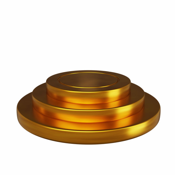 3d金色领奖台，金属舞台平台逼真渲染，颁奖礼颁奖台白色。图片下载