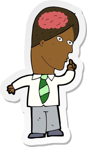 一个有着巨大大脑的卡通商人的贴纸图片下载