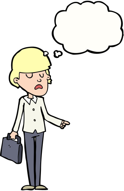 卡通傲慢的商人用思想泡泡指指点点图片下载