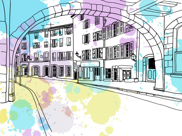 法国普罗旺斯的拱门和老街。图片下载