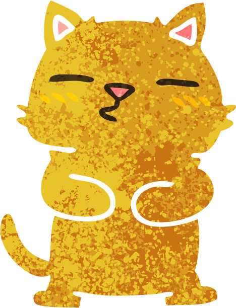 复古插画风格的古怪卡通猫图片下载